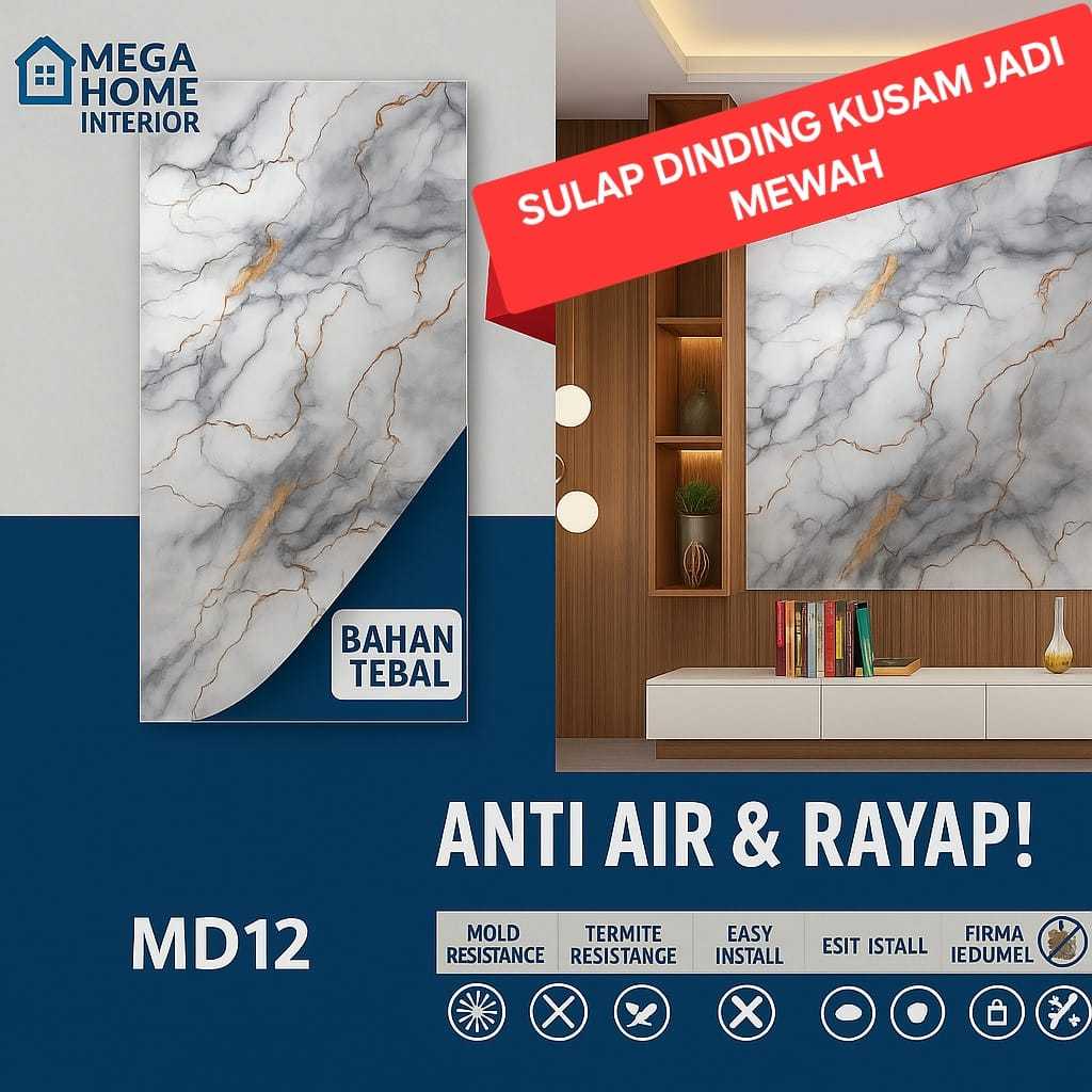 Stiker Dinding Marmer 120cmx280cm - Wallpaper Dinding Marmer Tempel Praktis