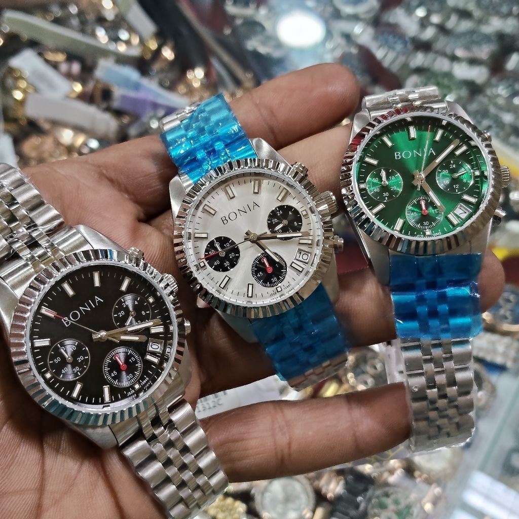 Bonia BNB 10845 Full silver Chrono aktif Ori Jam tangan Wanita