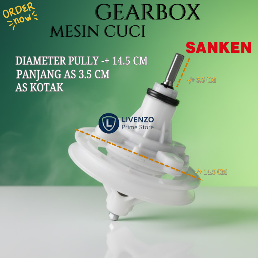 GEAR BOX MESIN CUCI 2 TABUNG SANKEN / GIRBOX/GEARBOX MESIN CUCI SANKEN 2 TABUNG AS KOTAK