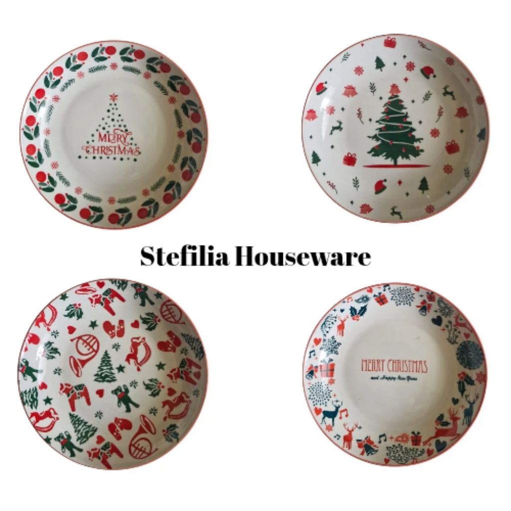 Piring Keramik Natal / Piring Keramik Christmas / Hadiah Piring Natal / Tukar Kado Piring Natal