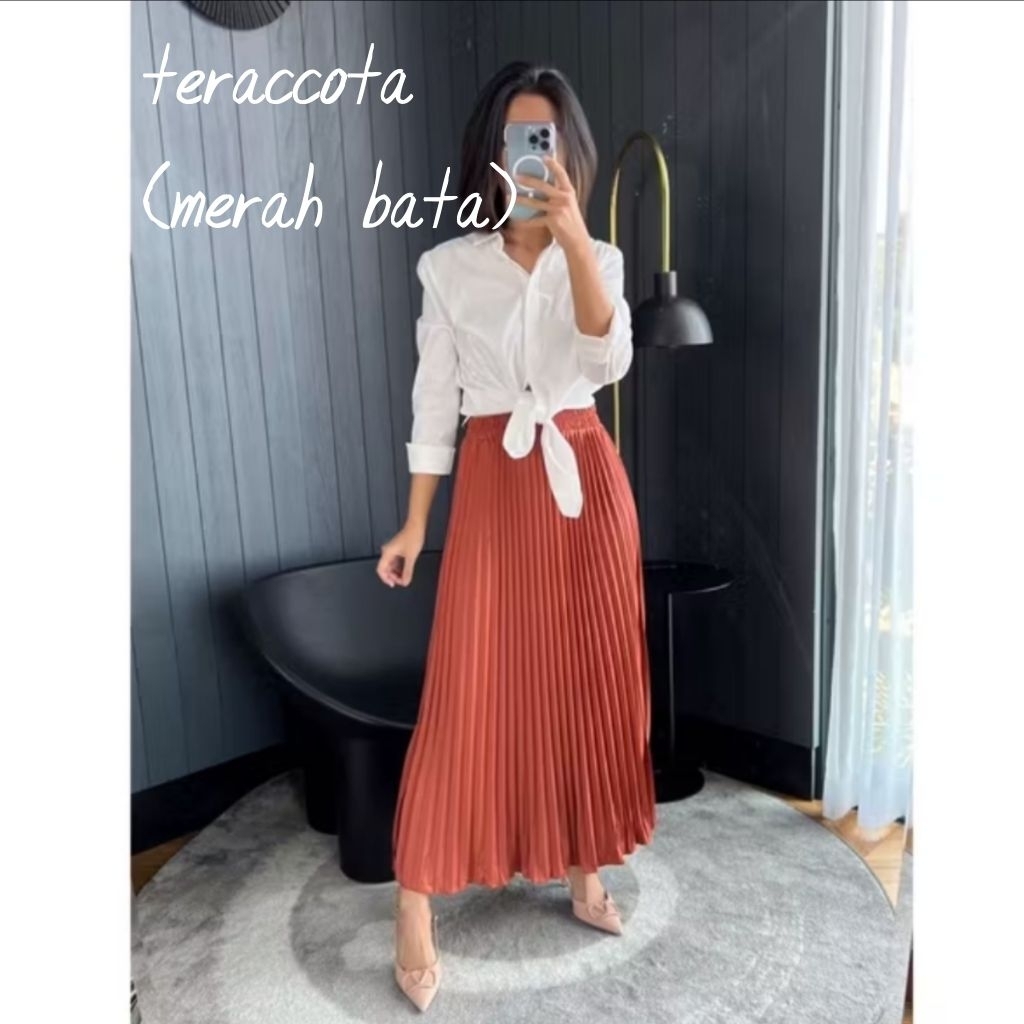 (COD)ROK PLISKET WARNA MERAH BATA/TERACOTA MERONA