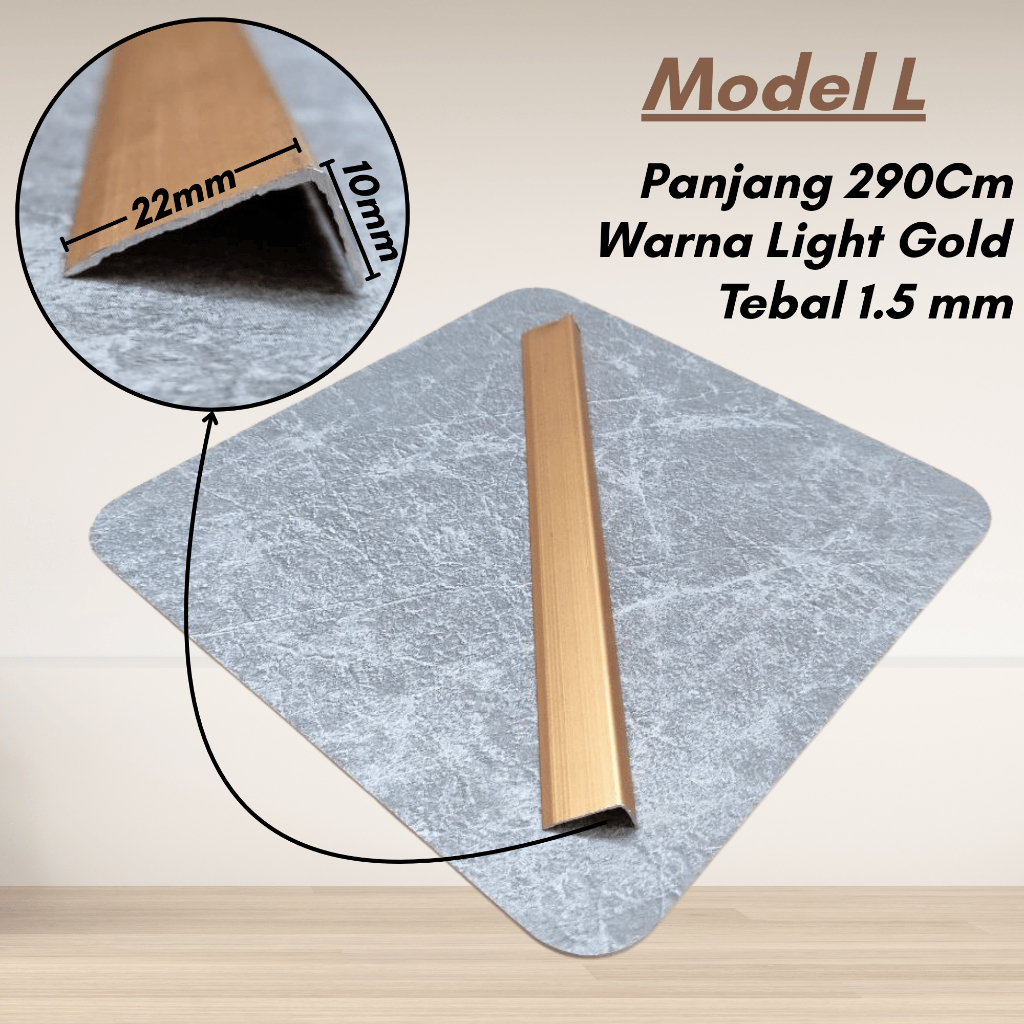 List Aluminium Wallboard WPC 290cm - Sambungan List H & L Profile Dinding Panel - Lis Plafon PVC Alu