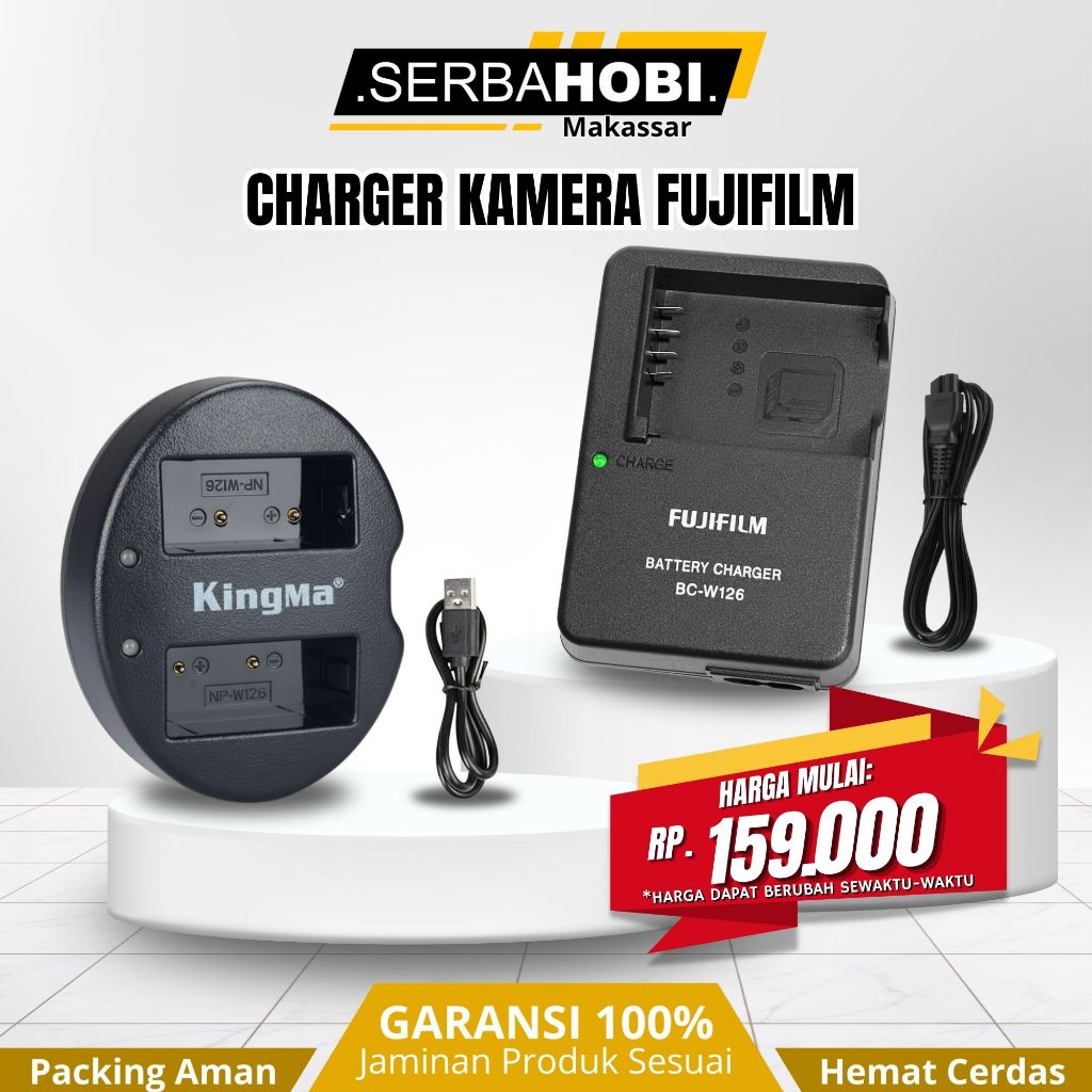 CHARGER KAMERA FUJIFILM - kompetibel dengan seri x seperti Fujifilm X‑T3, Fujifilm X‑T2, Fujifilm X‑