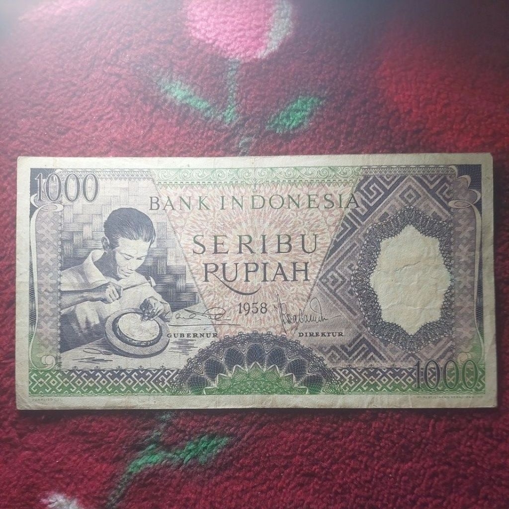 1000 rupiah pekerja 1958 VF utuh prefik FHQ 05165