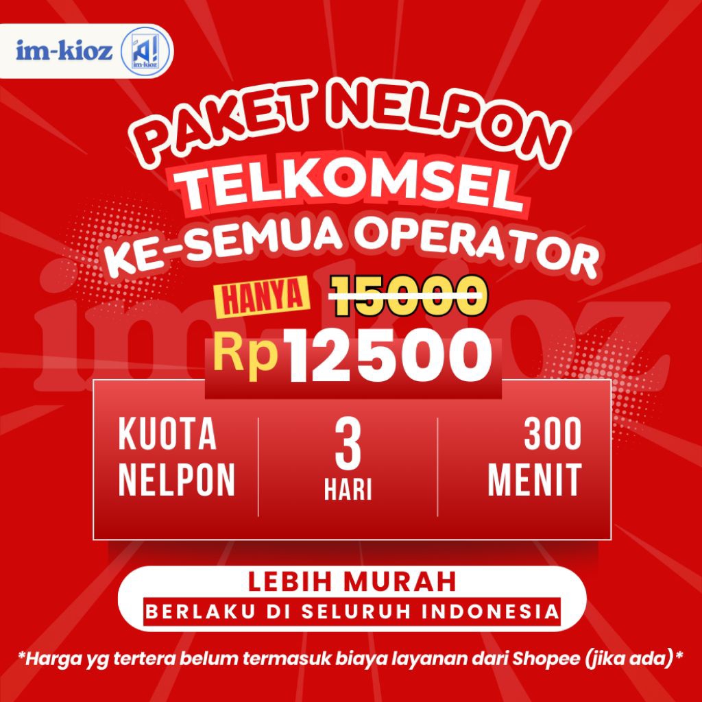 [LEBIH_MURAH]Paket Nelpon Telkomsel 300 Menit 3 Hari, ke Semua Operator, Berlaku di Seluruh Indonesi