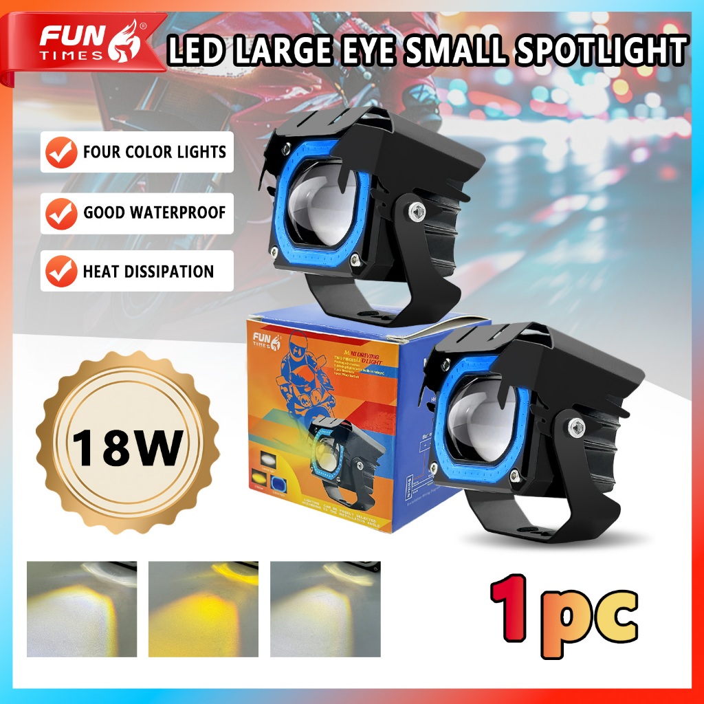 2 buah lampu kecil motor LED biru dengan cahaya ganda sorot tinggi-rendah multiwarna