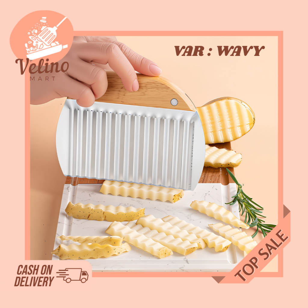 Pemotong Kentang Stainless Scraper Pemotong Kentang Pemotong Sayur Bergelombang