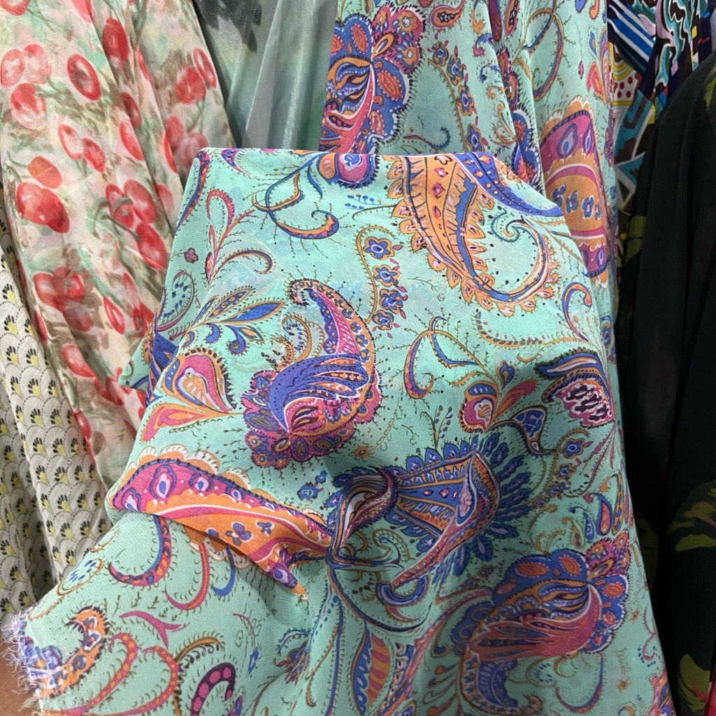 kain sifon sutra motif paisley - kain sifon premium motif batik