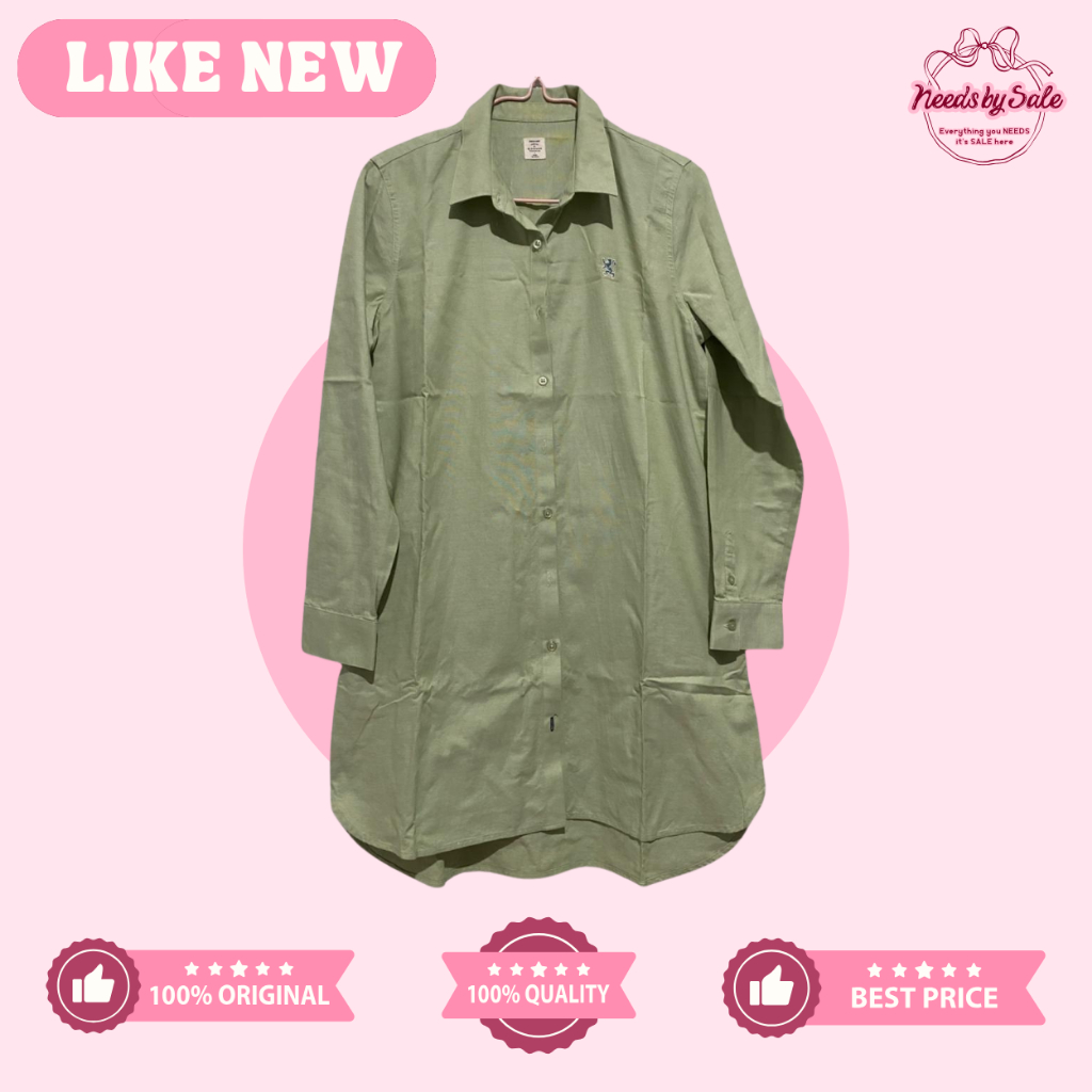 GIORDANO Kemeja Katun Lengan Panjang Wanita