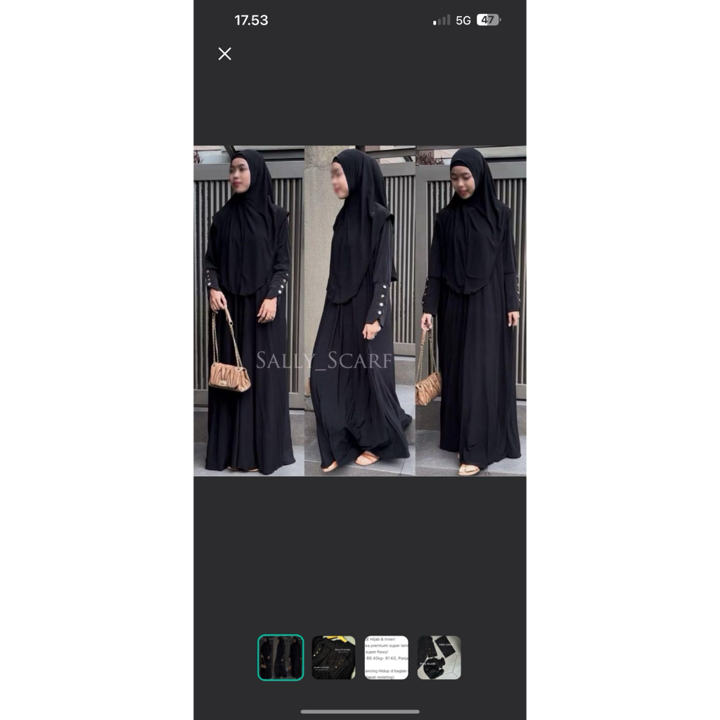 gamis sally scarf preloved