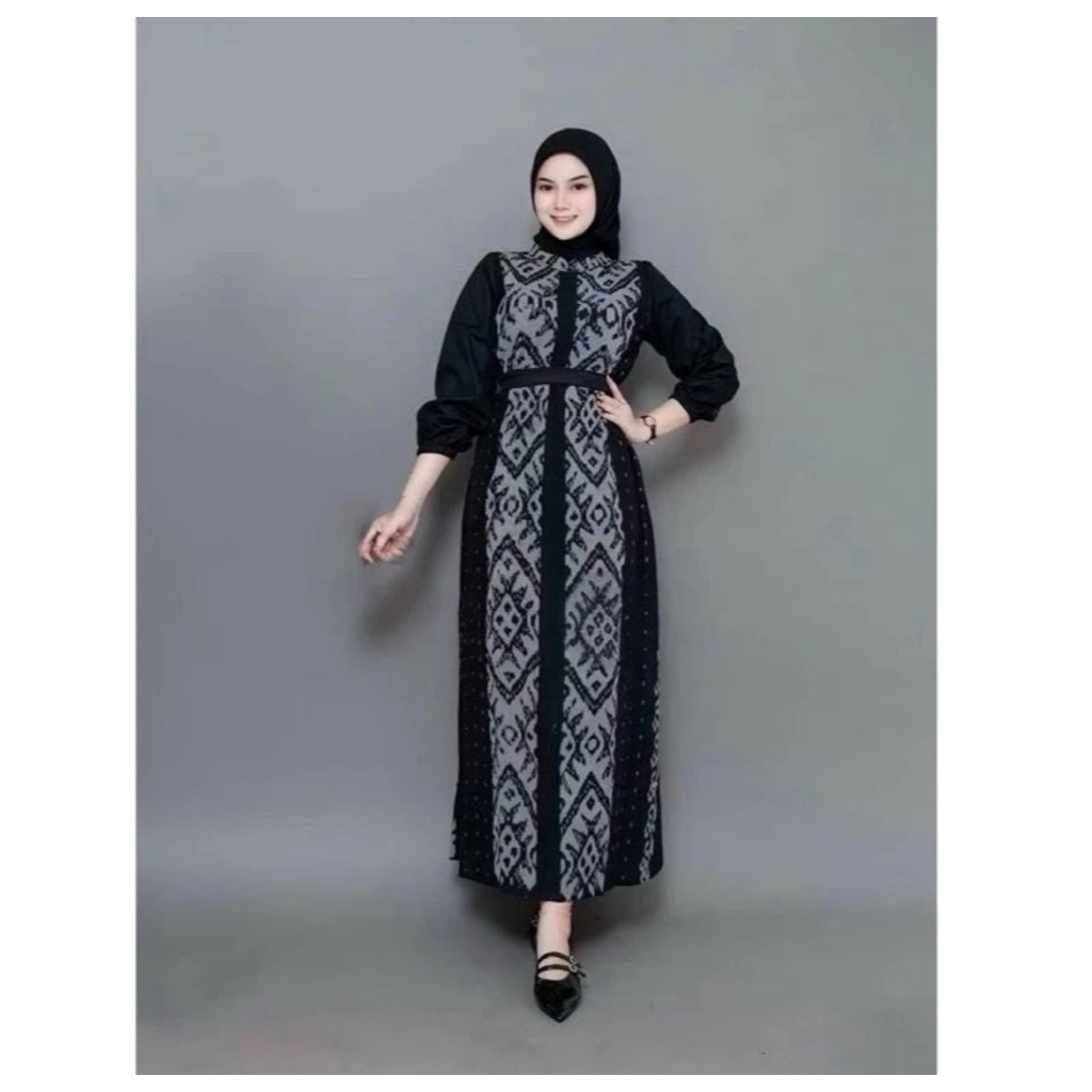 dress batik tenun busana muslim wanita