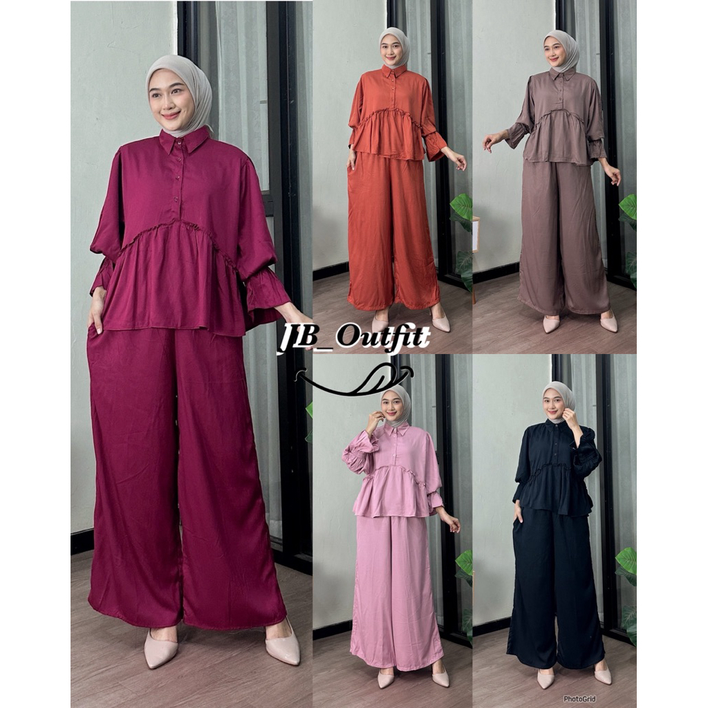 OneSet Rara Rayon Polos Twill / Setelan Kulot Premium LD 120
