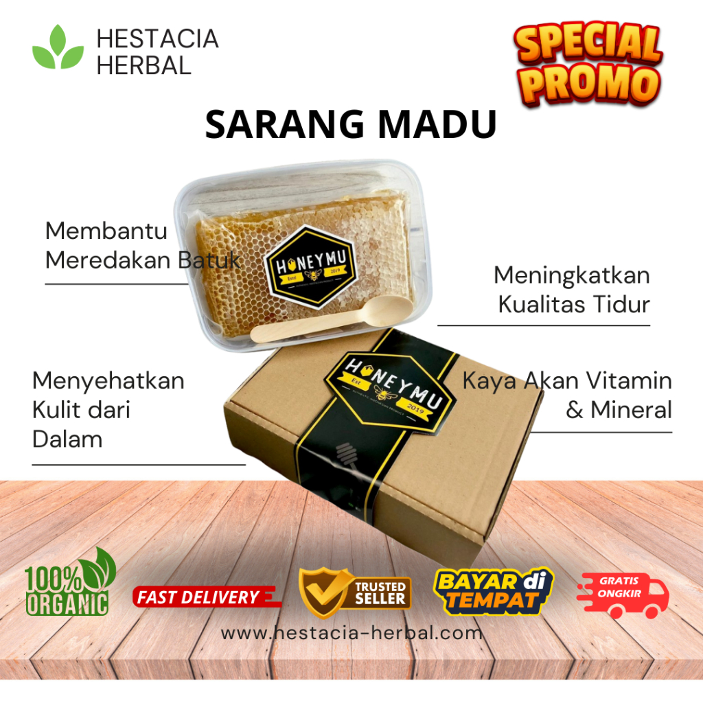 [500gr] Sarang Madu Asli Honeymu  | Madu Murni Melifera | Fresh dari Peternakan | Uji Lab SNI | Grat