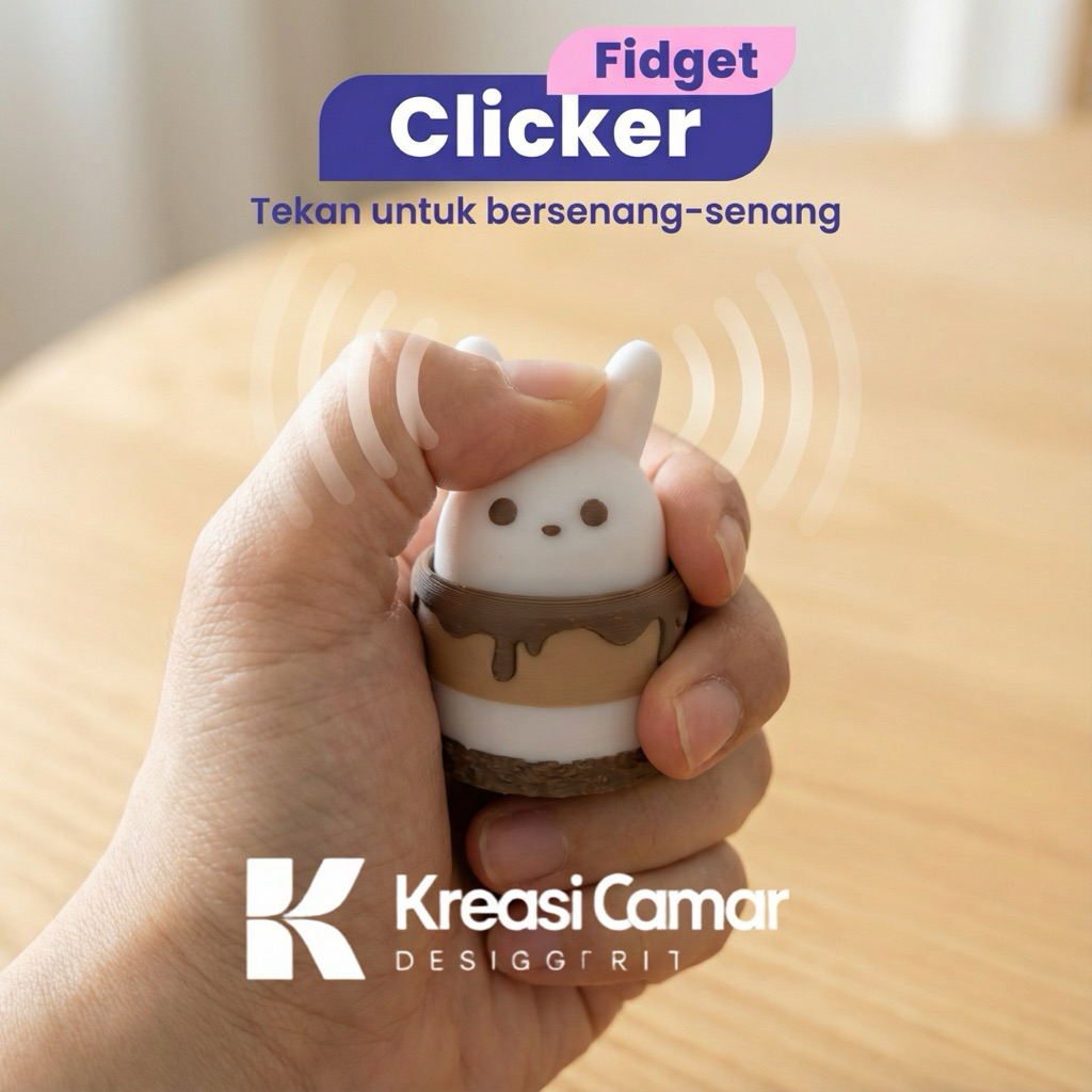 Gantungan Kunci Press Anti Stress Kelinci EsKrimMainanSquishy Imut denganSuara KlikCoklat Strawberry