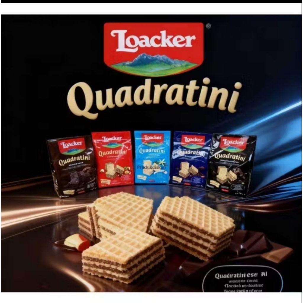 Loacker Wafer Quadratini Biskuit Napoliter Matcha Vanilla Dark Chocolate 125gr
