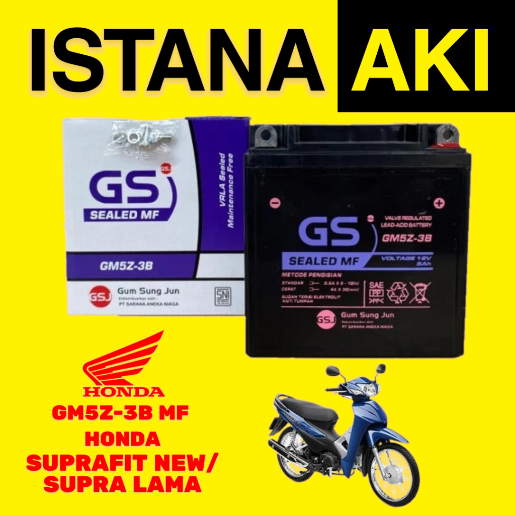 Aki Motor Honda Supra Fit New / Supra Lama GM5Z3B Aki Kering Accu Kering MF