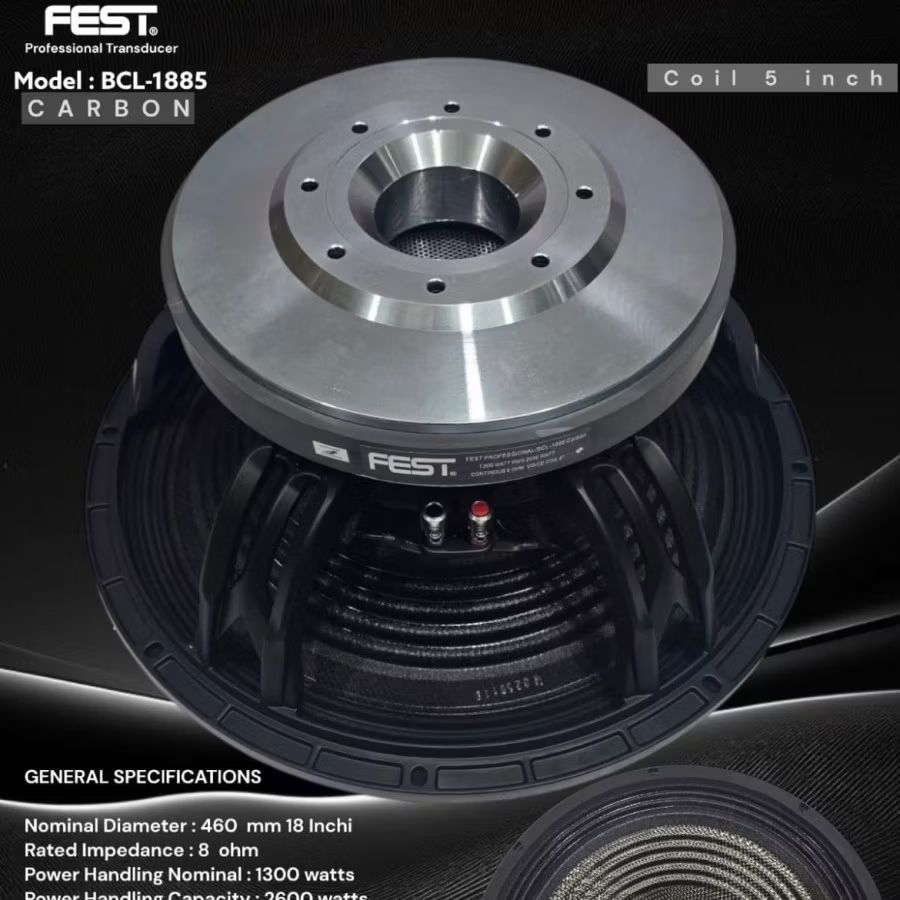 COMPONENT SPEAKER FEST BCL-1885 CARBON 18INCH KOMPONEN FEST BCL-1885 ORIGINAL PROFESSIONAL