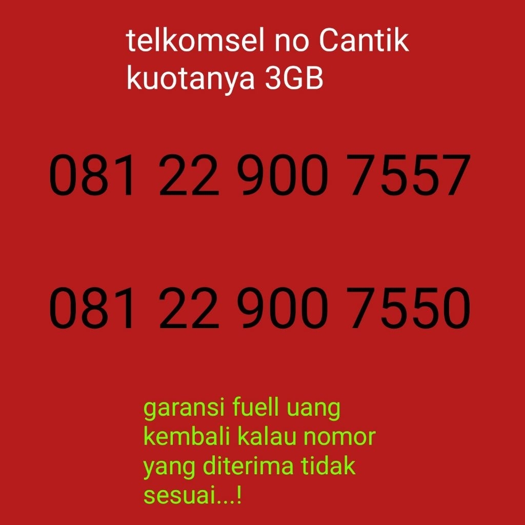 telkomsel nomor cantik kuotanya 3GB murah