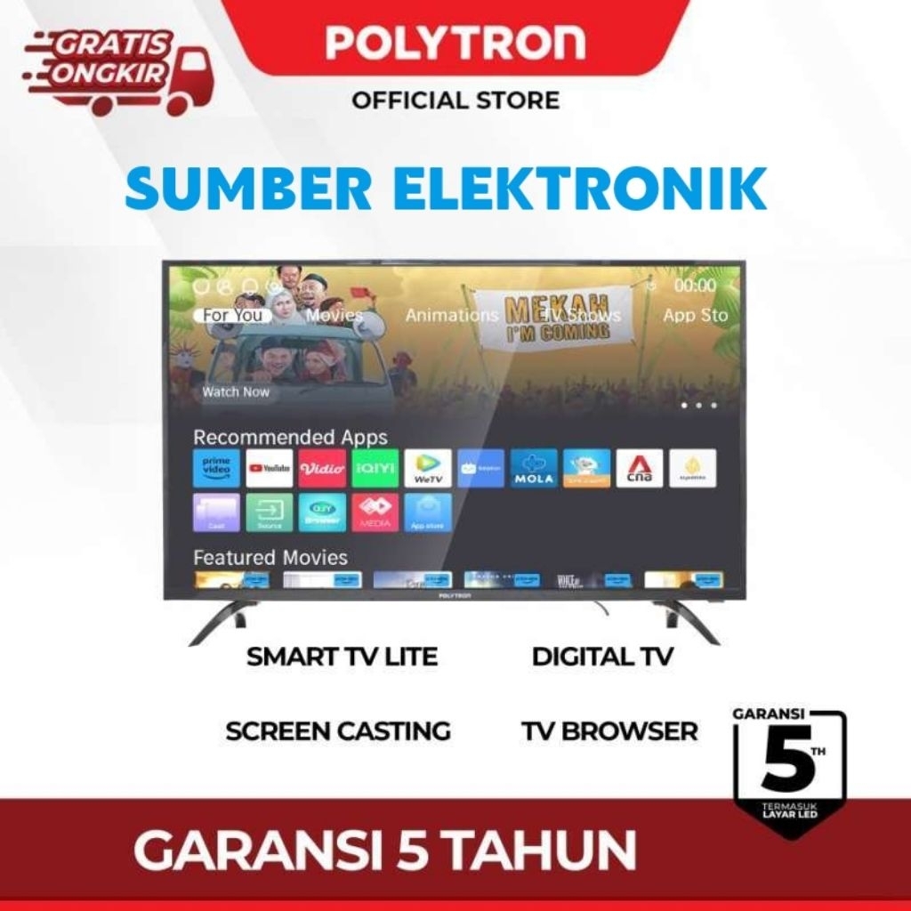 SMART TV POLYTRON 43 INCI DIGITAL PLD 43CV8869/1569 BERGARANSI RESMI