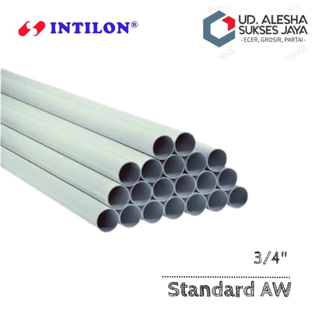 PIPA PVC INTILON 3/4" AW, PIPA PARALON 3/4 INCH AW (POTONGAN 1 METER)