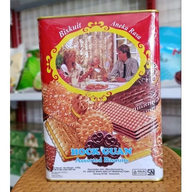 Hock Guan Biskuit Aneka Rasa Kaleng Persegi