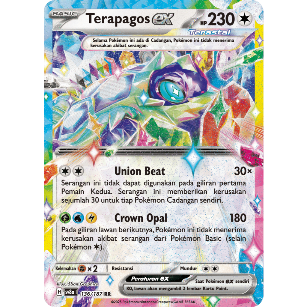 TERAPAGOS EX RR STAPLE POKEMON ORIGINAL INDONESIA