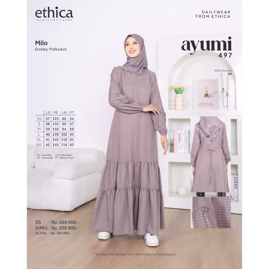 GAMIS ETHICA TERBARU AYUMI 497 BANYAK WARNA GESER_GAMIS ETHICA DISKON TERMURAH_GAMIS ETHICA KAIN ADE