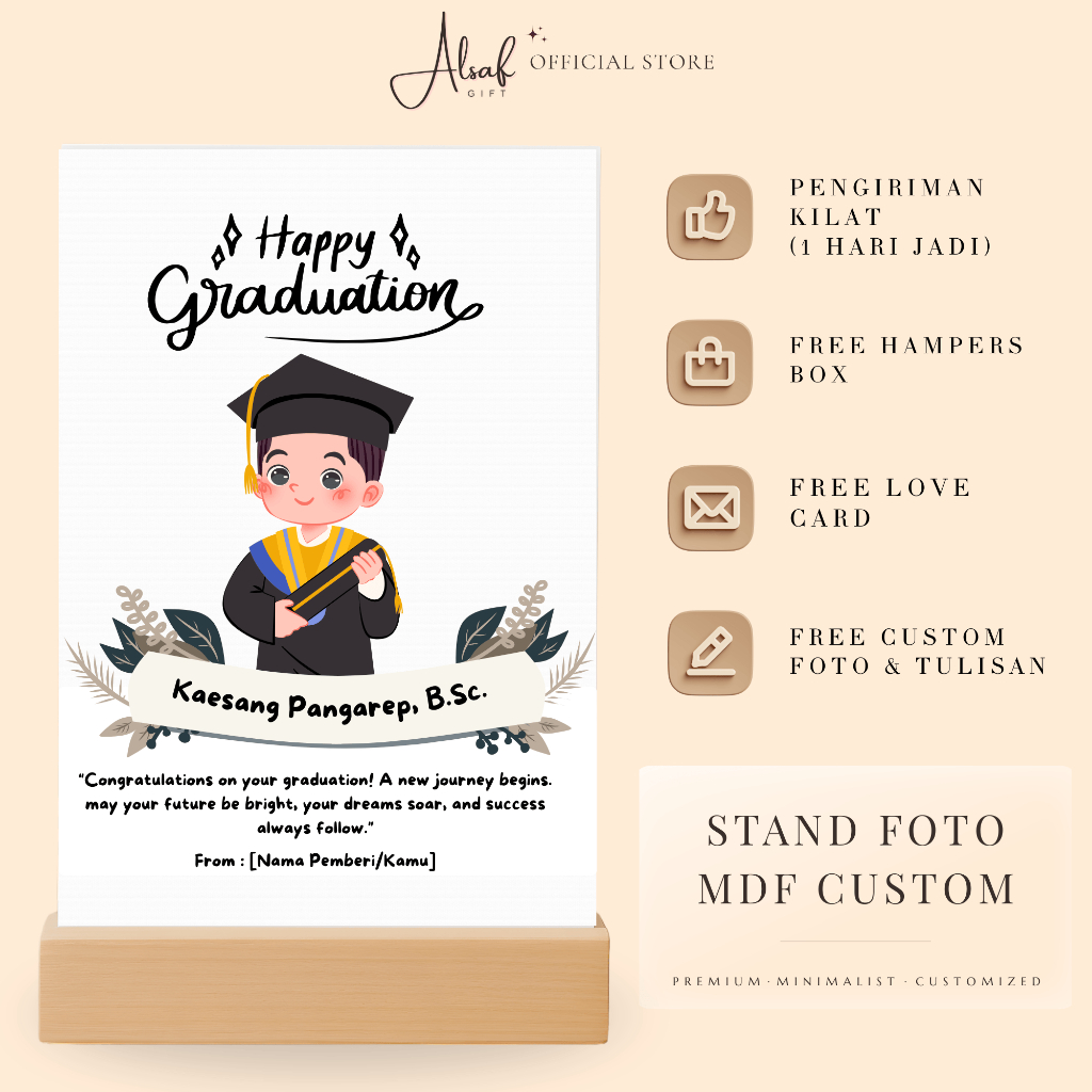 [COD] Foto Stand Kayu Custom Wisuda Aesthetic – Kado Ulang Tahun Anniversary Pigura Kayu Unik Murah