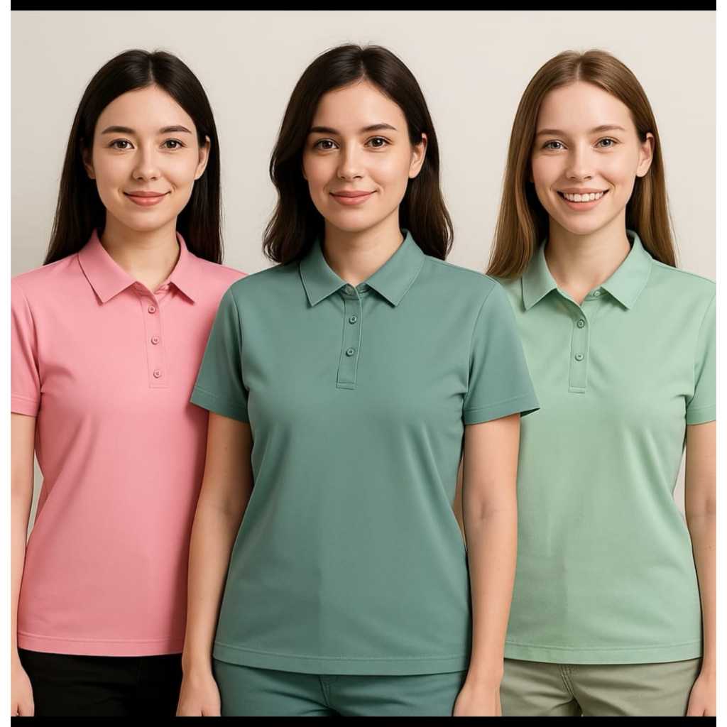 Kaos Kerah POLO WANITA Ice Silk SEAMLESS Baju Golf baju olah raga running Futsal koas polo putih ORI