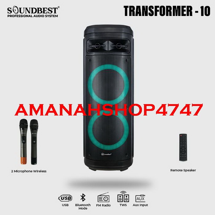 SPEAKER PORTABLE SOUNDBEST TRANSFORMER 10 (DOUBLE WOOFER) wireless speakers TRANSFORMER10 ORIGINAL
