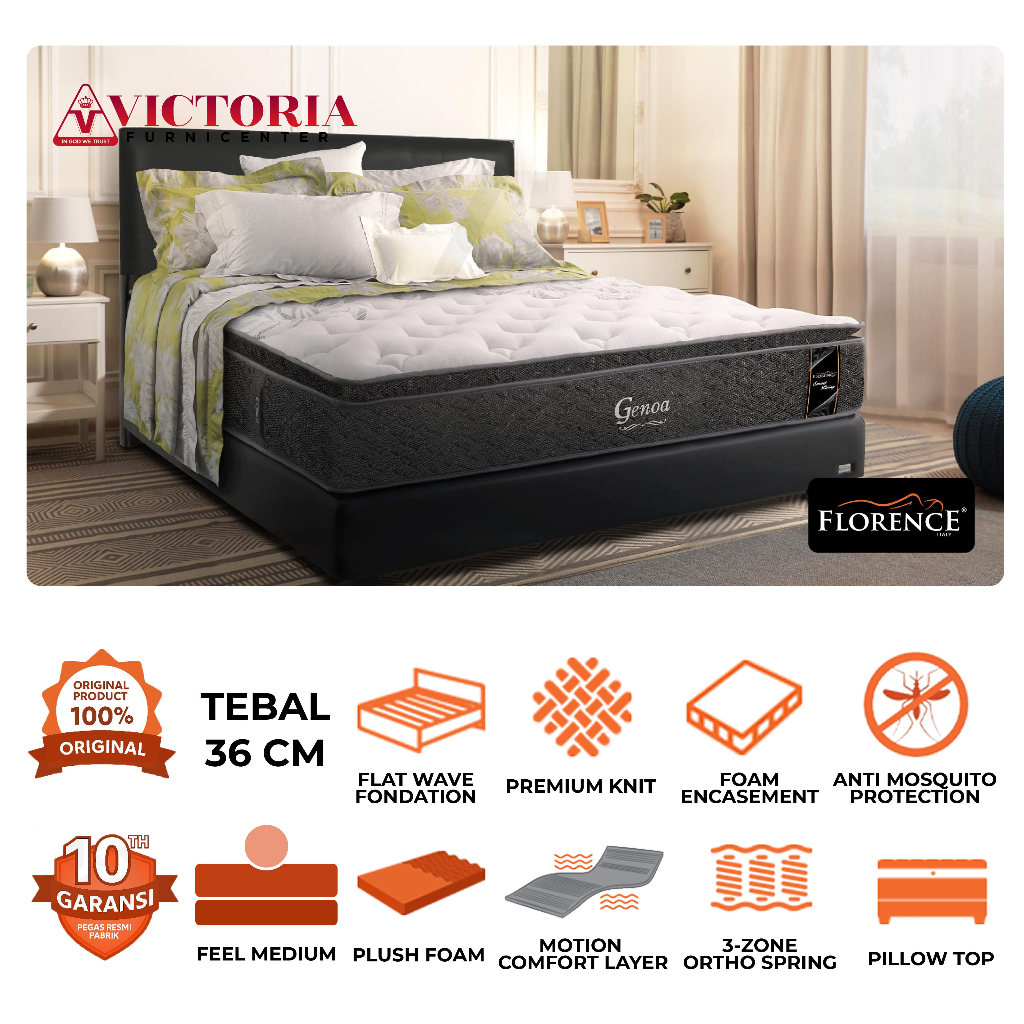 Florence  Genoa  Full Set Fullset Spring Bed  180 x 200  180x200  Kasur Spring Bed Springbed Kasur T