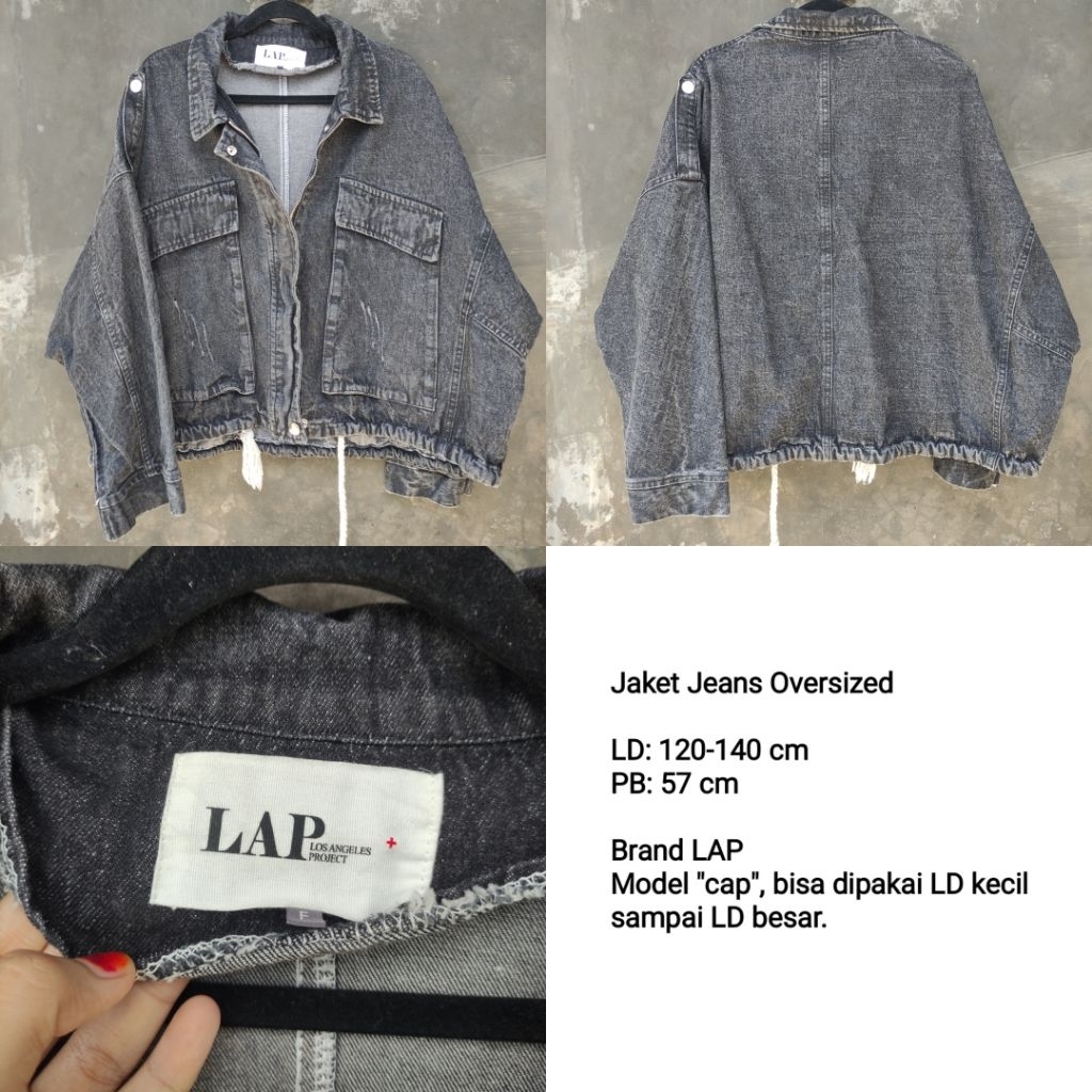 PRELOVED Jacket Jeans Snow Black Oversized Branded