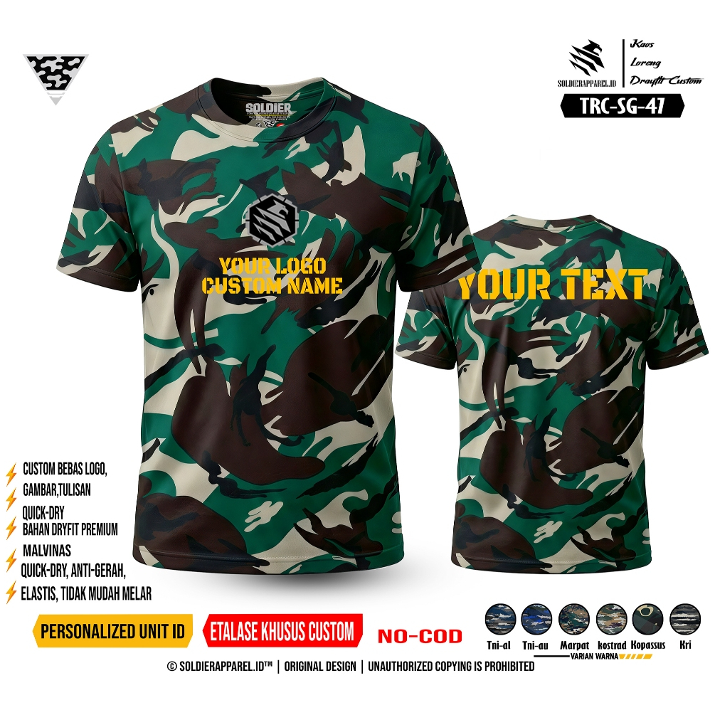 Kaos Loreng Dryfit Custom Bebas | Nyaman & Ringan untuk Aktivitas - Terrain Camo Series