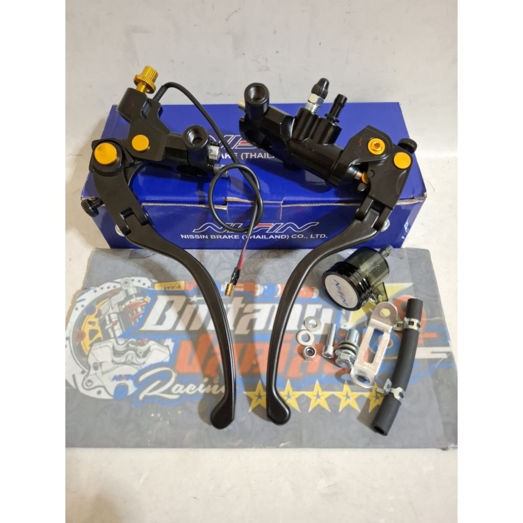 NEW ~ MASTER REM NSSN IZUMI RCS 18  BLACK-BLACK SERIES SET HANDLE KIRI-KANAN 1TABUNG + DUDUKAN SPION