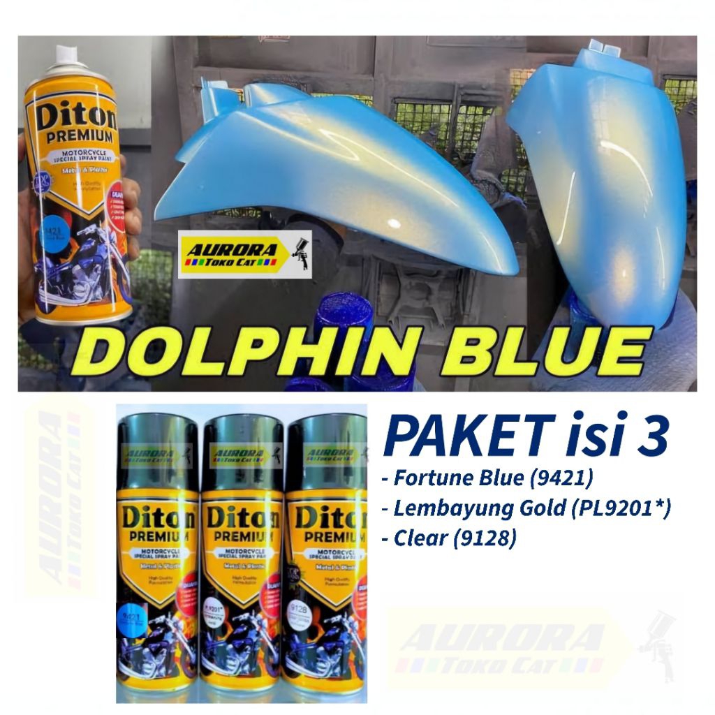 PAKET Dolphin Blue Biru Dolpin Diton Premium ( Fortune Blue + Lembayung Gold + Clear )
