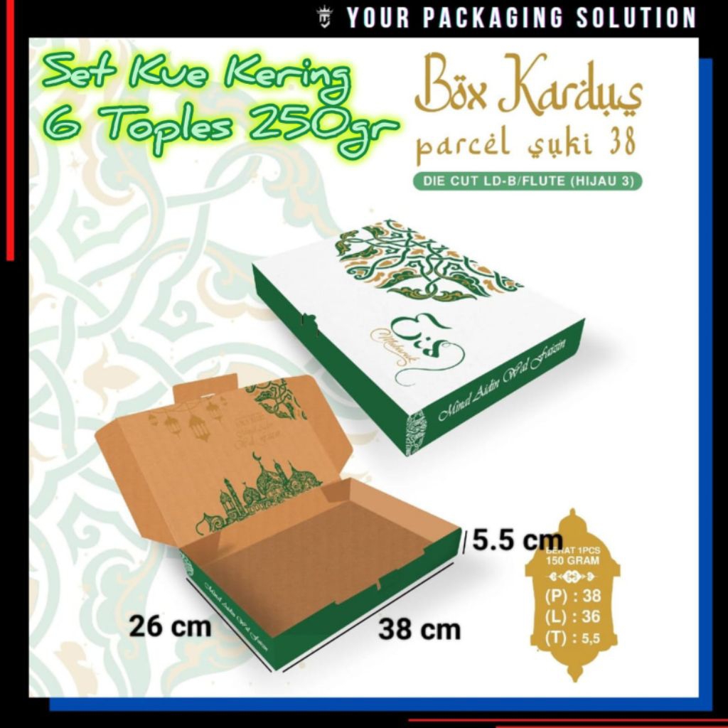 BOX PARCEL SUKI 38  Uk. 38x26x5.5cm LD (KUKER TOPLES 250gr ISI 6)   KOTAK || KARDUS || BOX KUE KERIN