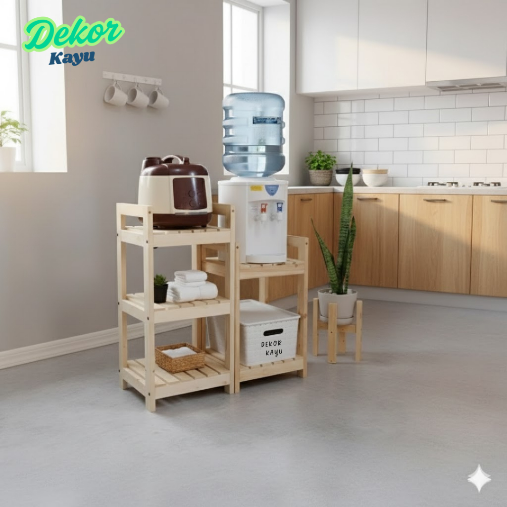 Rak susun untuk Dispenser rak rice cooker Kayu Jati Belanda | Rak Rice Cooker Dan RAK Dispenser