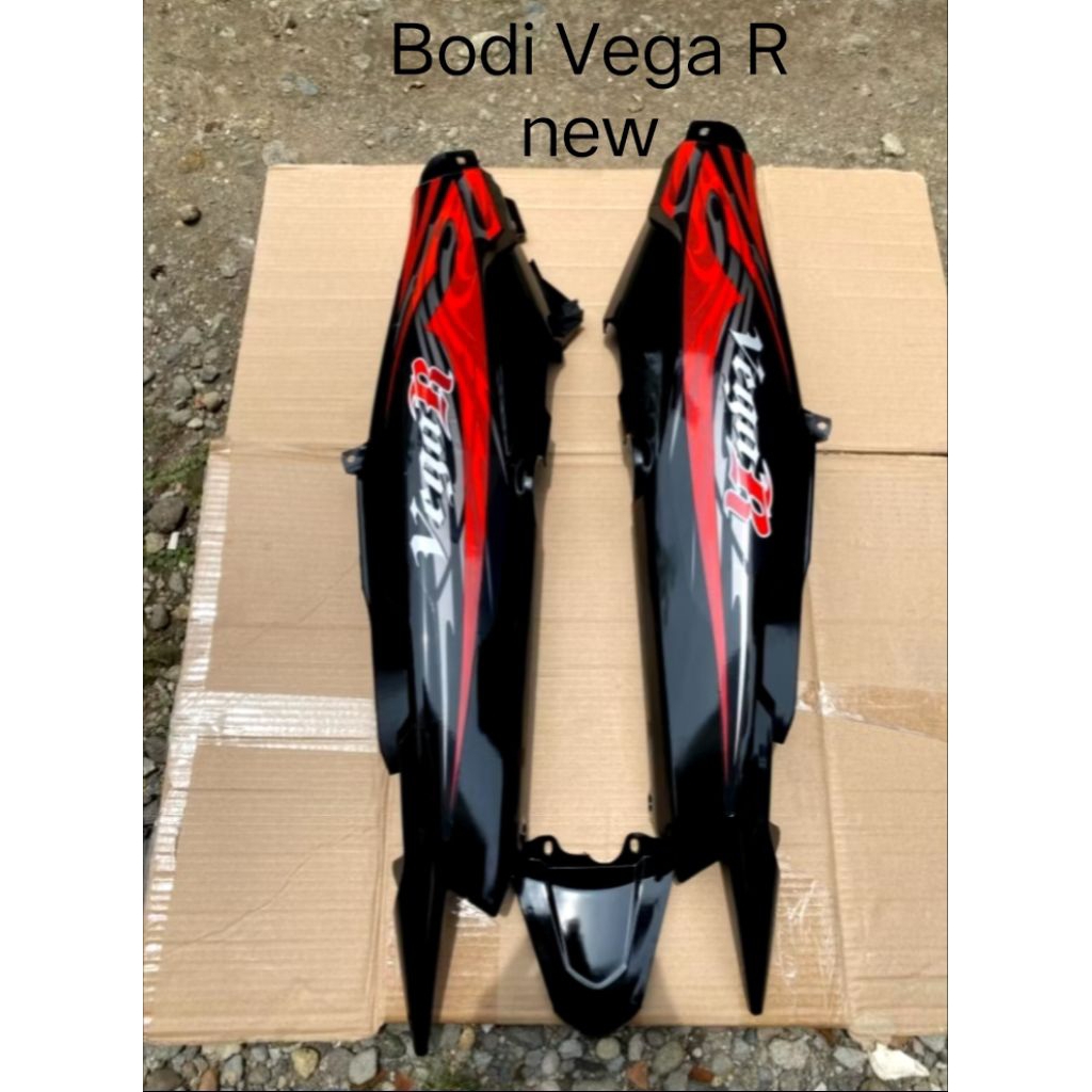 cover body samping vega r new kanan kiri plus pad sambungan body striping merah