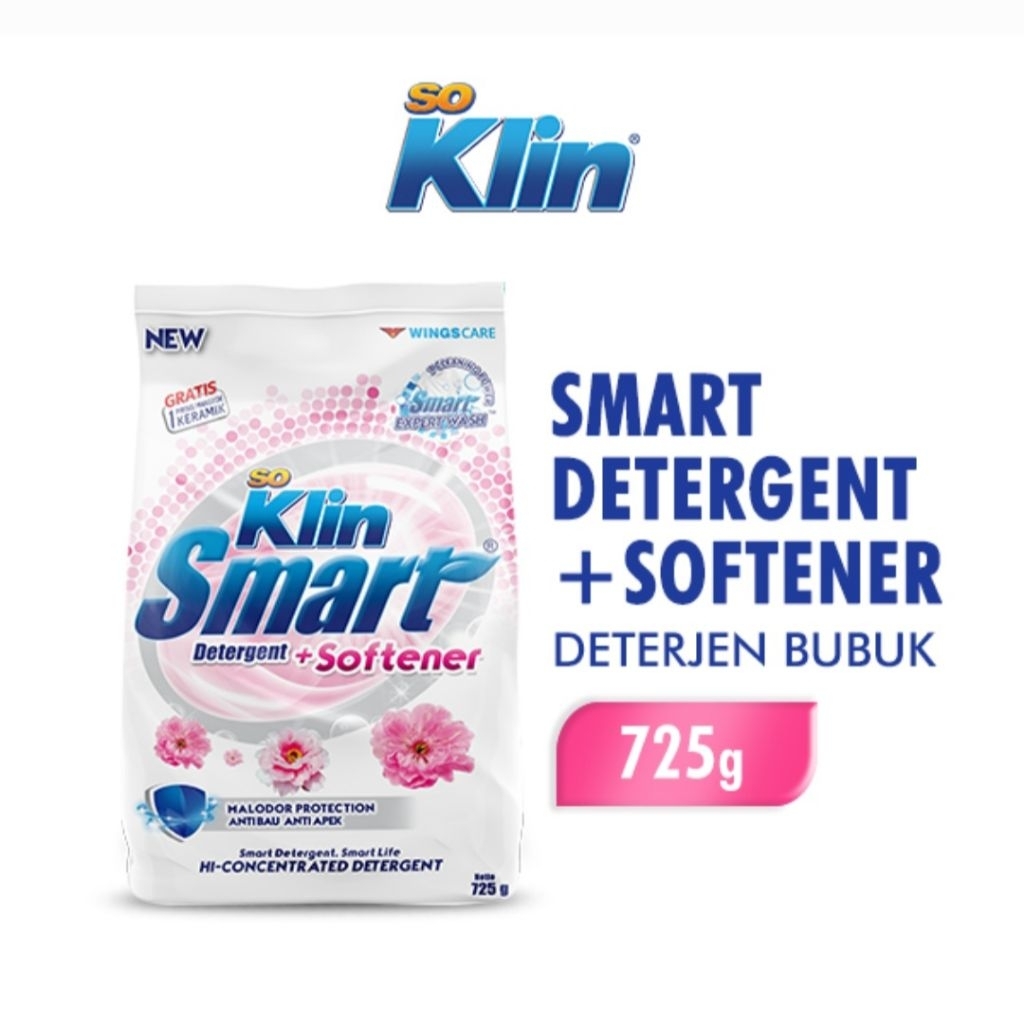 SOKLIN SO KLIN Smart detergent powder 725 g berhadiah piring