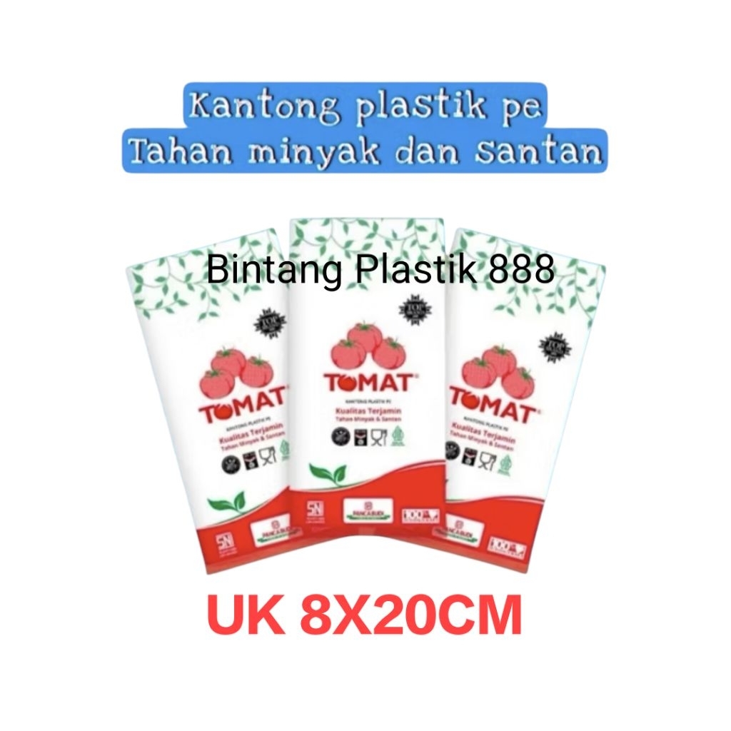 kantong Plastik PE UK 8X20/Plastik Tomat /Plastik PE Bening/ Plastik Es