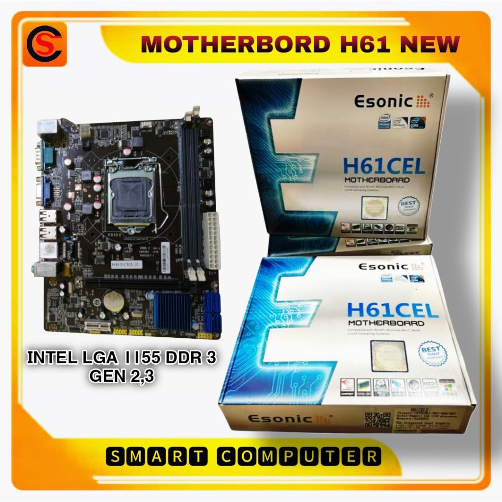 Motherboard H61 intel LGA 1155 Kondisi baru