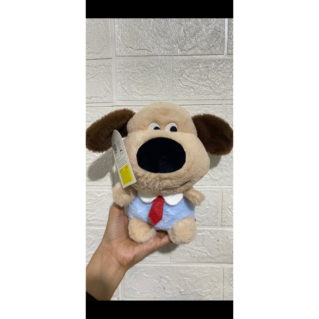 Boneka Anjing Cokelat Dasi Merah