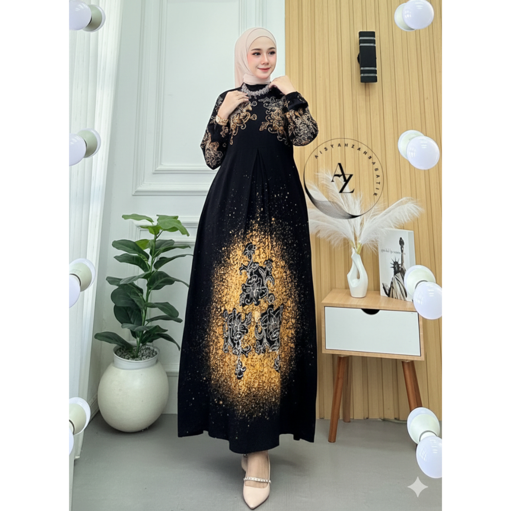 Baju Gamis Wanita Batik Cap Pekalongan Rayon Twill Ibu Busui Kondangan Kekinian