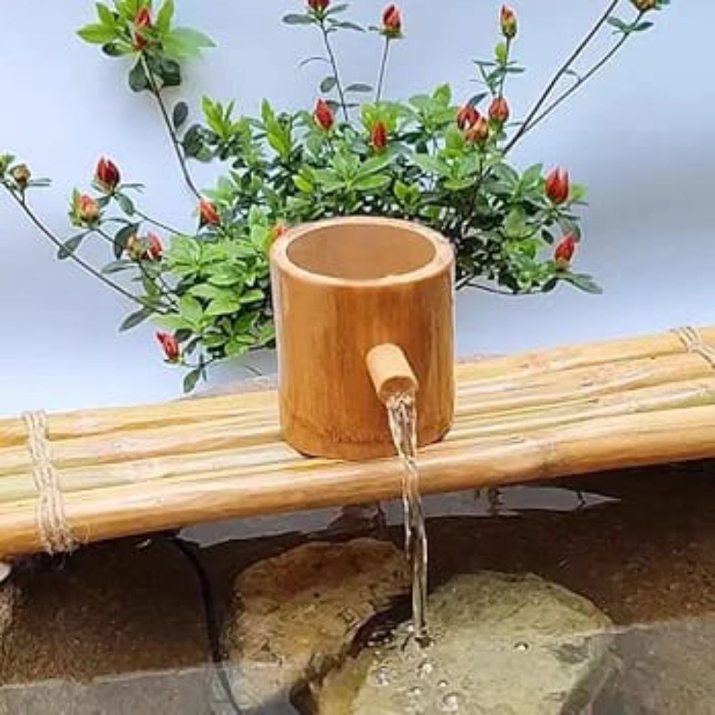 pancuran bambu mini asesoris aquarium