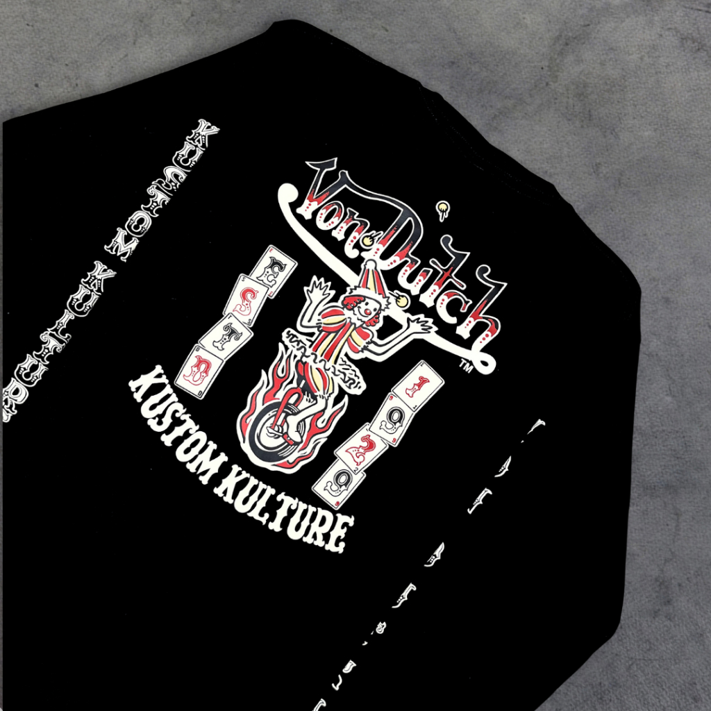 Long sleeve Kaos Lengan Panjang Von Dutch Hitam Motif Joker 100% Cotton Authentic Original Store