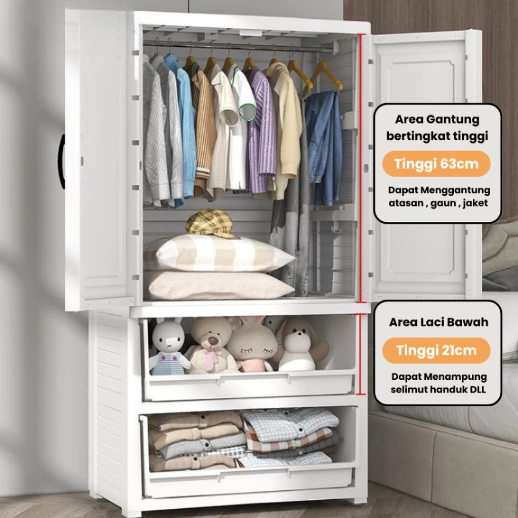 Lemari Gantung Plastik + 2 laci susun