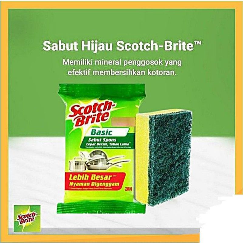 SPONS SCOTCH BRITE BUSA CUCI PIRING (PER PCS) / SCOTCH BRITE SPONGE