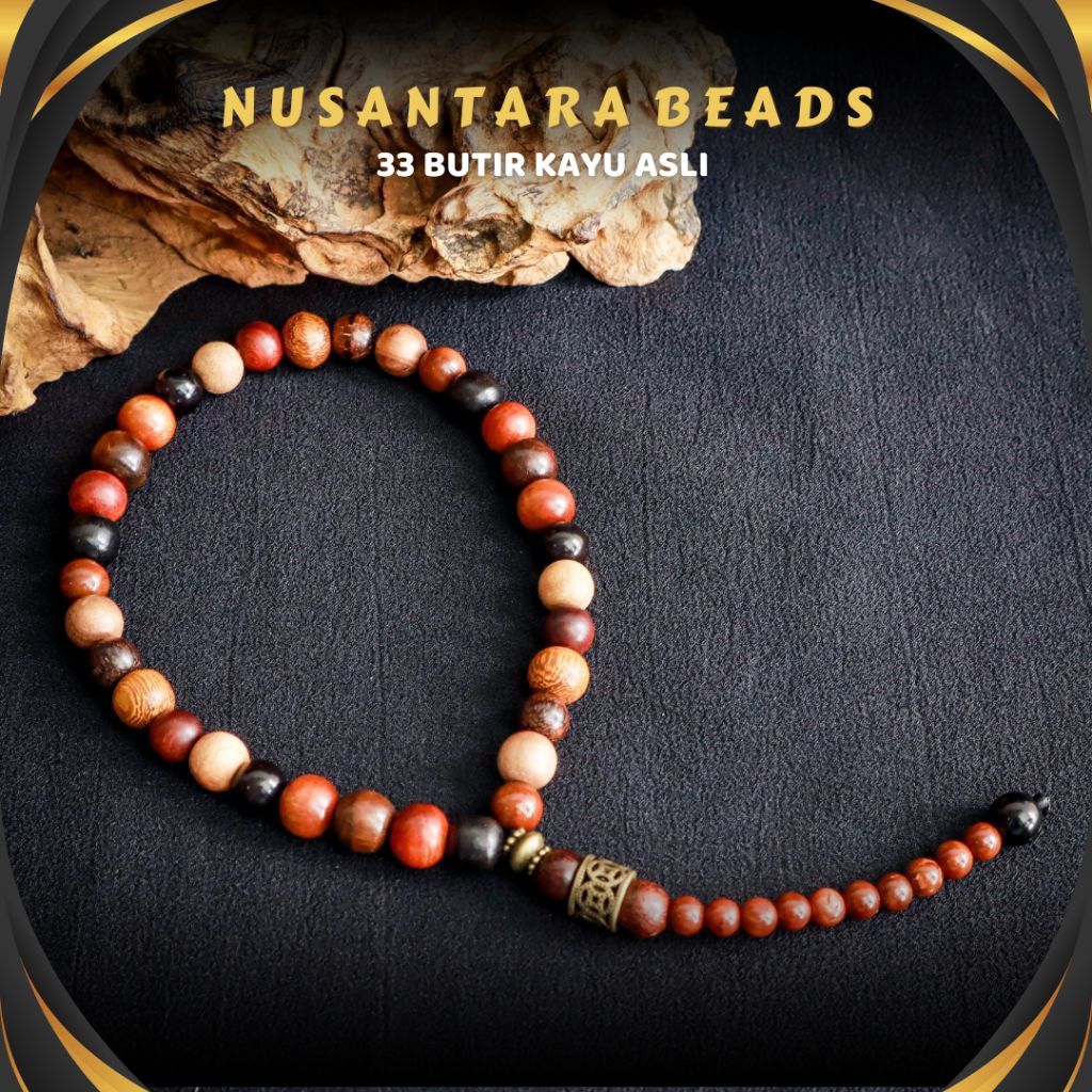 Tasbih 33 Butir Kayu Kokka Kaukah Gaharu Cendana Wangi Stigi Dewandaru Kalimasada Galih Asem Kelor H