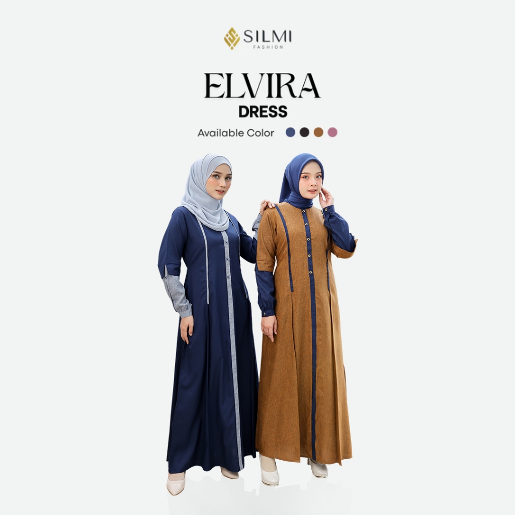 Silmi | Elvira Dress - Gamis Kombinasi Simple - Gamis Remaja Elegan
