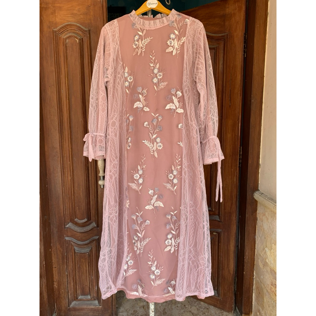 Dress Brukat Dusty Pink Premium (Preloved)